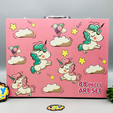 88Pcs Premium Unicorn Themed Kids Painting Kit Briefcase